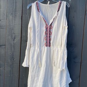 White dress with colorful design